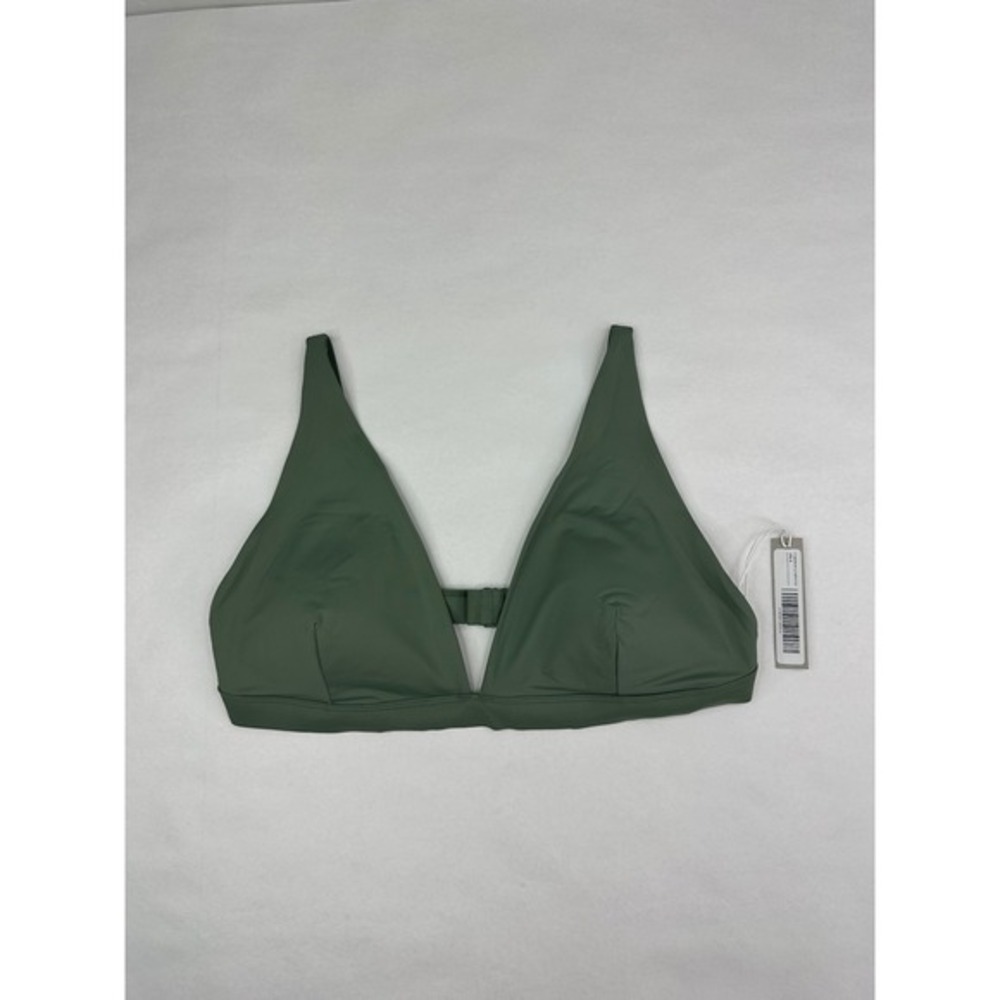 Everlane ReNew V-Neck Bikini Top Sage Nyle Green XL‎ Recycled Nylon Swim NWT